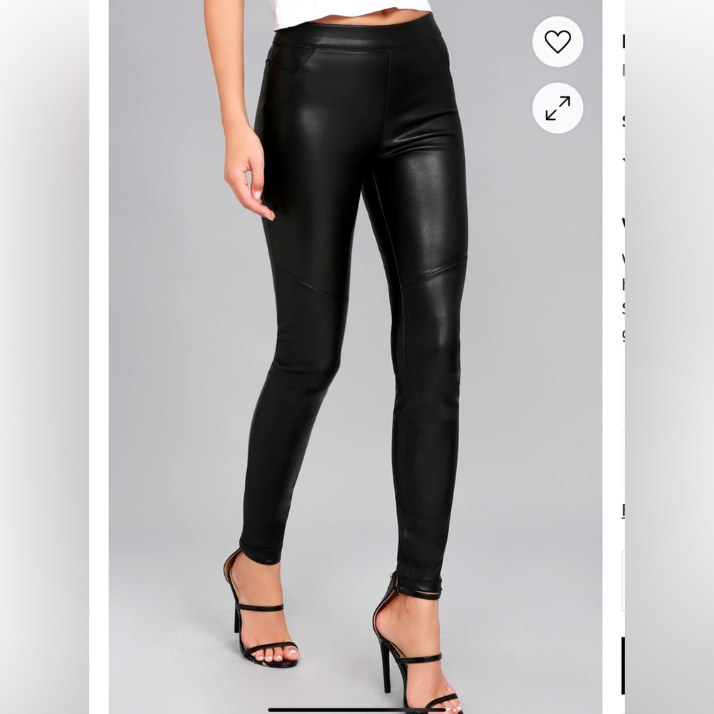 Free People black vegan leather Moto leggings Size 28